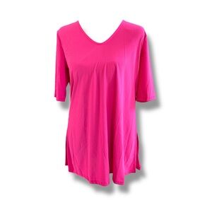 Accent Bright Pink V-Neck Top Women’s S/M NWT Short Sleeve Tunic